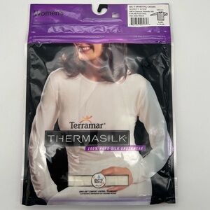 NEW Terramar Thermasilk Sz SM Long Sleeve Scoop Underwear Shirt Pointelle Silk